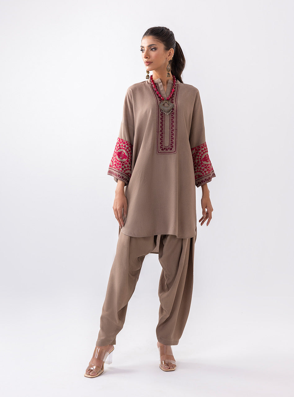 Zainab Chottani | Aara Casual Pret |  Sandy Beige - by - Libasekhas UK - Registered Vendor of : Zainab Chottani - 100% Original Designer Dresss
