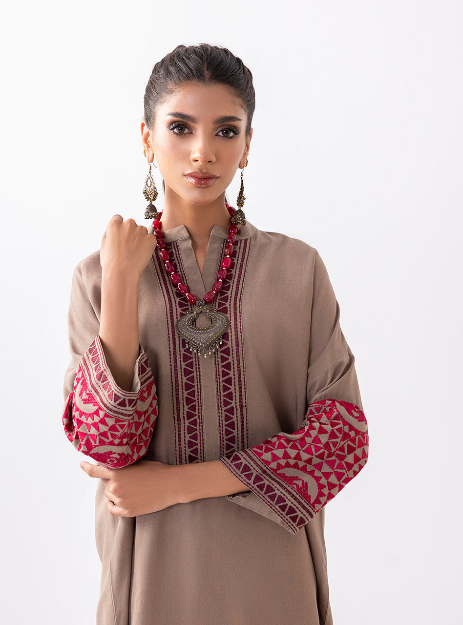 Zainab Chottani | Aara Casual Pret |  Sandy Beige - by - Libasekhas UK - Registered Vendor of : Zainab Chottani - 100% Original Designer Dresss