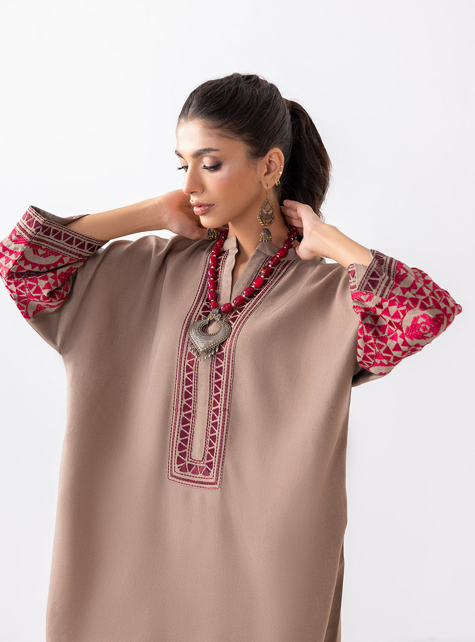 Zainab Chottani | Aara Casual Pret |  Sandy Beige - by - Libasekhas UK - Registered Vendor of : Zainab Chottani - 100% Original Designer Dresss