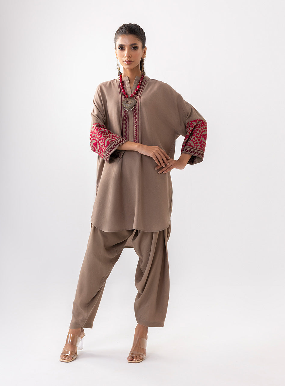 Zainab Chottani | Aara Casual Pret |  Sandy Beige - by - Libasekhas UK - Registered Vendor of : Zainab Chottani - 100% Original Designer Dresss