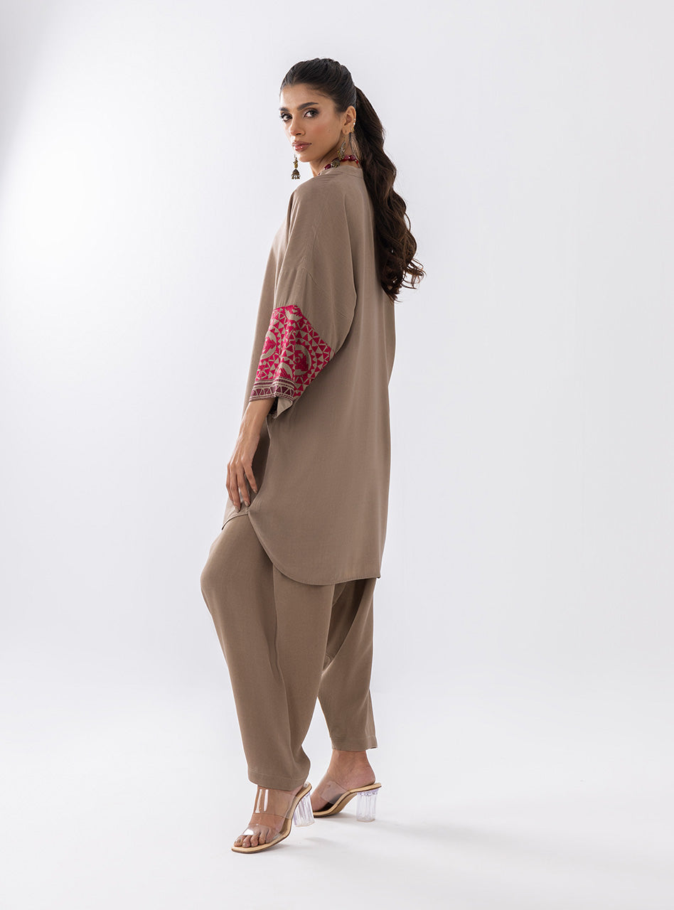 Zainab Chottani | Aara Casual Pret |  Sandy Beige - by - Libasekhas UK - Registered Vendor of : Zainab Chottani - 100% Original Designer Dresss