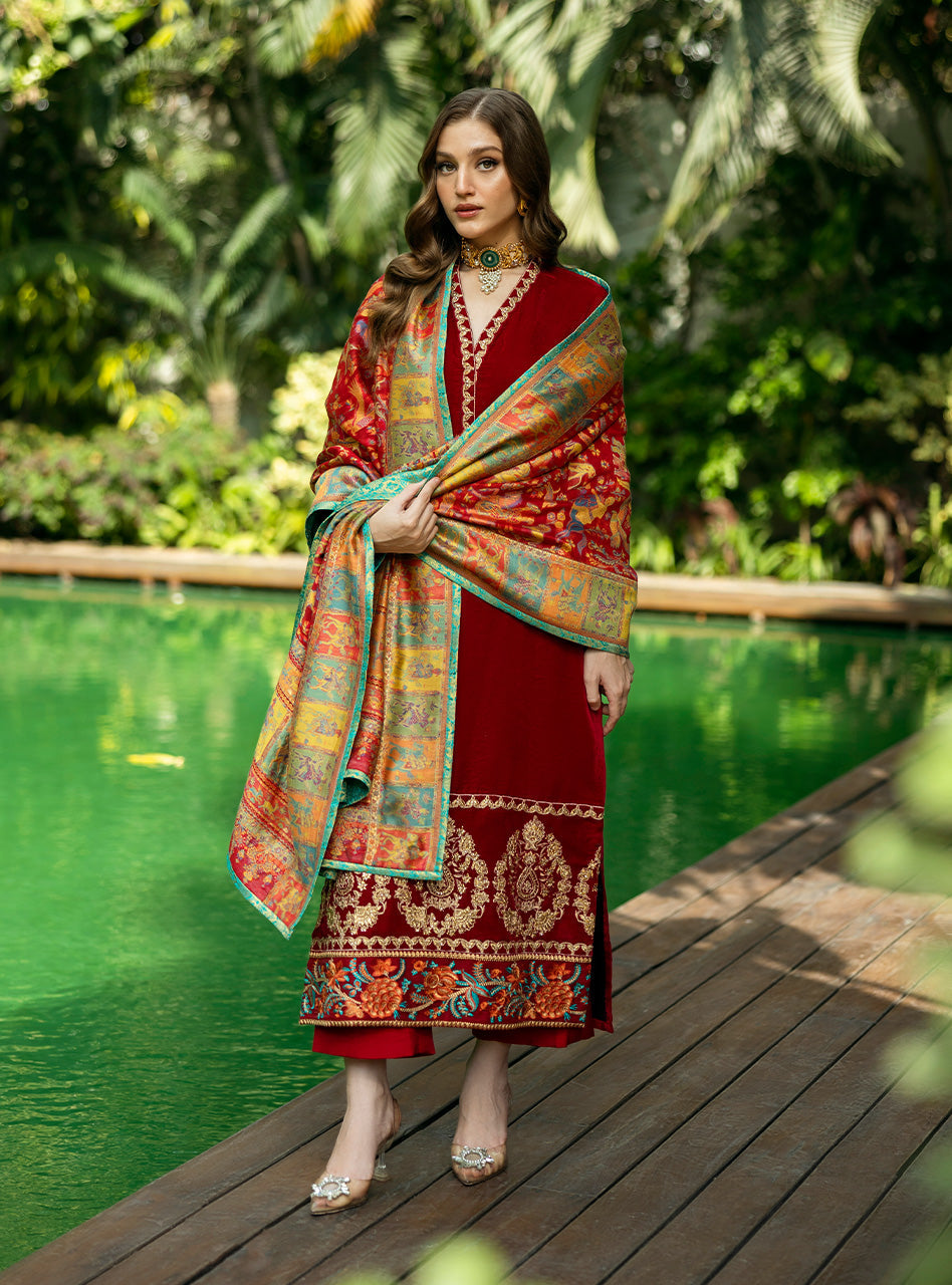 Zainab Chottani | Makhmal Luxe Pret | Ghermez - by - Libasekhas UK - Registered Vendor of : Zainab Chottani - 100% Original Designer Dresss