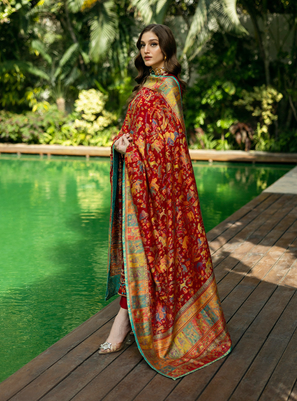 Zainab Chottani | Makhmal Luxe Pret | Ghermez - by - Libasekhas UK - Registered Vendor of : Zainab Chottani - 100% Original Designer Dresss