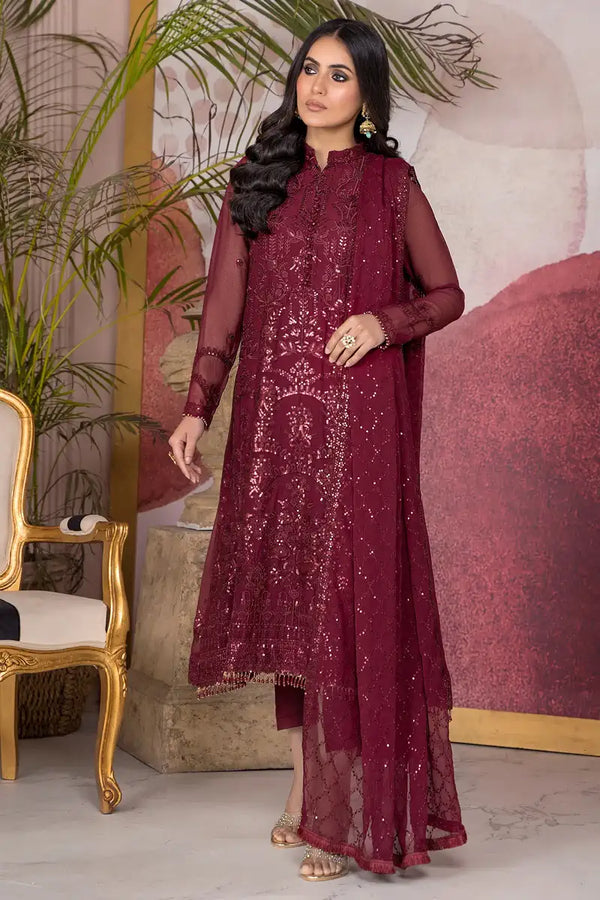 Zarif | Afreen Formals | ZA 04 MULBERRY - by - Libasekhas UK - Registered Vendor of : Zarif - 100% Original Designer Dresss