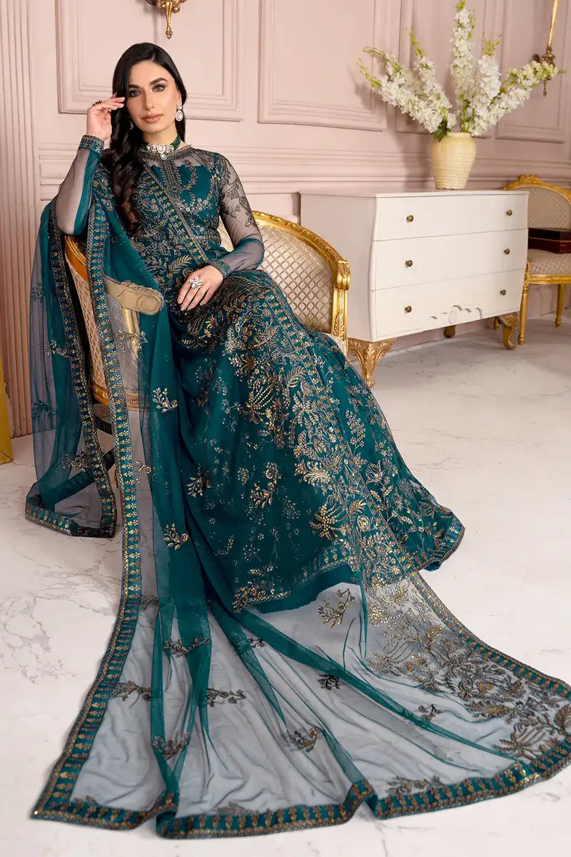 Zarif | Afreen Formals | ZA 01 EVERGREEN - by - Libasekhas UK - Registered Vendor of : Zarif - 100% Original Designer Dresss