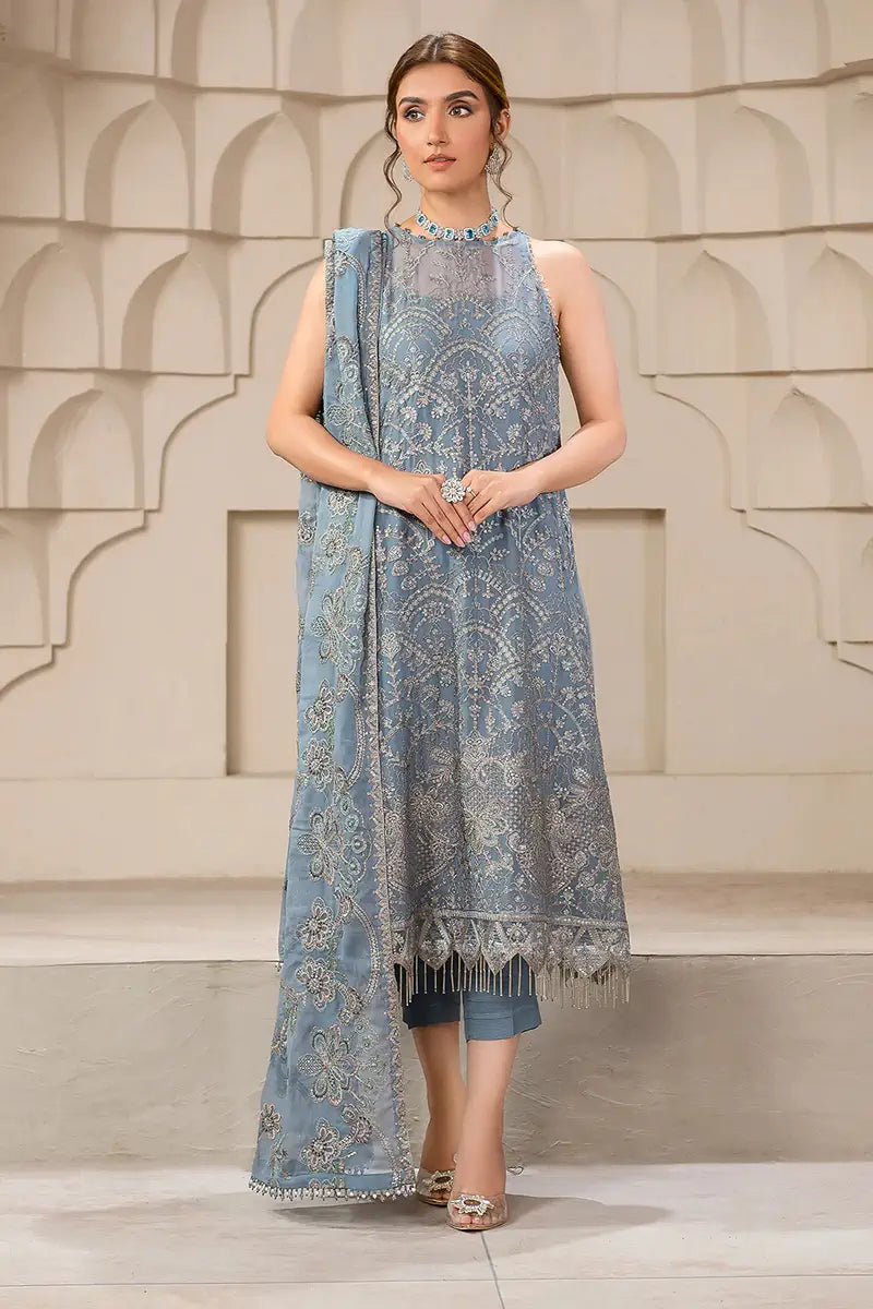 Zarif | Falak Formals | ZF 05 BLUE BELL - by - Libasekhas UK - Registered Vendor of : Zarif - 100% Original Designer Dresss
