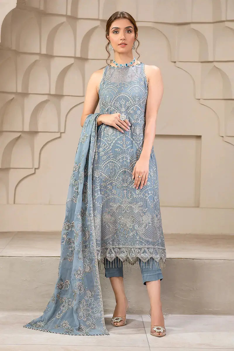 Zarif | Falak Formals | ZF 05 BLUE BELL - by - Libasekhas UK - Registered Vendor of : Zarif - 100% Original Designer Dresss