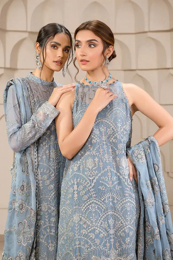 Zarif | Falak Formals | ZF 05 BLUE BELL - by - Libasekhas UK - Registered Vendor of : Zarif - 100% Original Designer Dresss