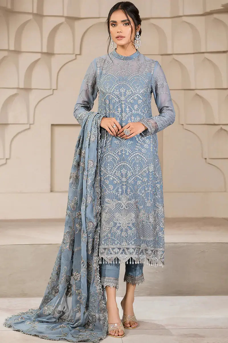 Zarif | Falak Formals | ZF 05 BLUE BELL - by - Libasekhas UK - Registered Vendor of : Zarif - 100% Original Designer Dresss