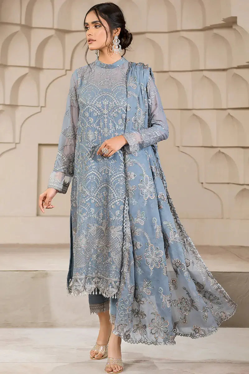 Zarif | Falak Formals | ZF 05 BLUE BELL - by - Libasekhas UK - Registered Vendor of : Zarif - 100% Original Designer Dresss