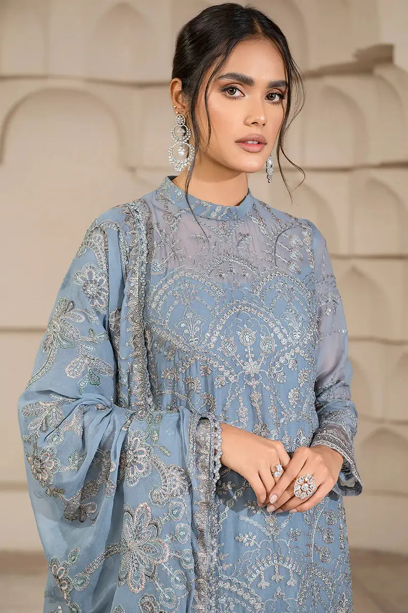 Zarif | Falak Formals | ZF 05 BLUE BELL - by - Libasekhas UK - Registered Vendor of : Zarif - 100% Original Designer Dresss