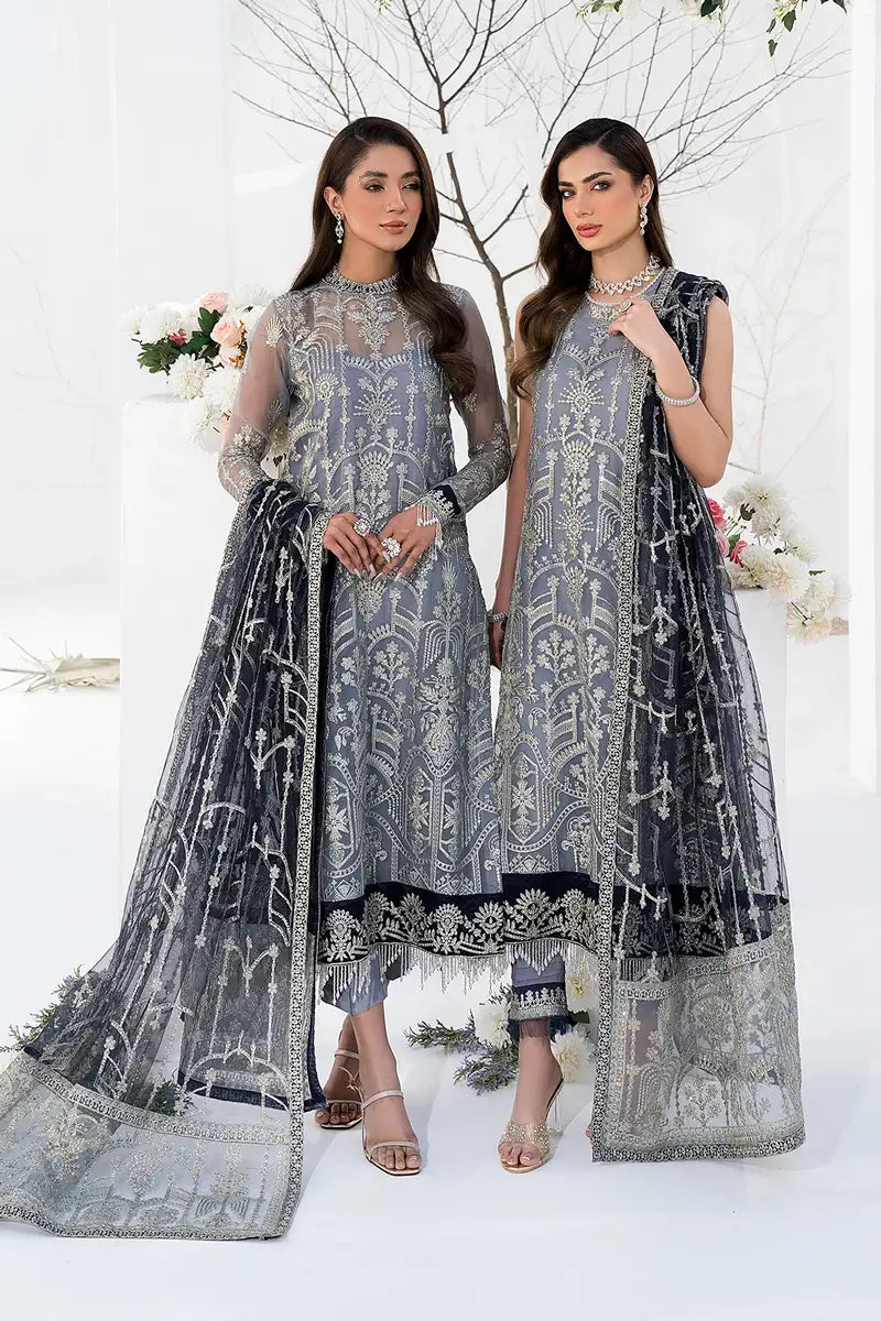 Zarif | LA CELESTE LUXURY Formals | ZLC 05 ASH GREY - by - Libasekhas UK - Registered Vendor of : Zarif - 100% Original Designer Dresss