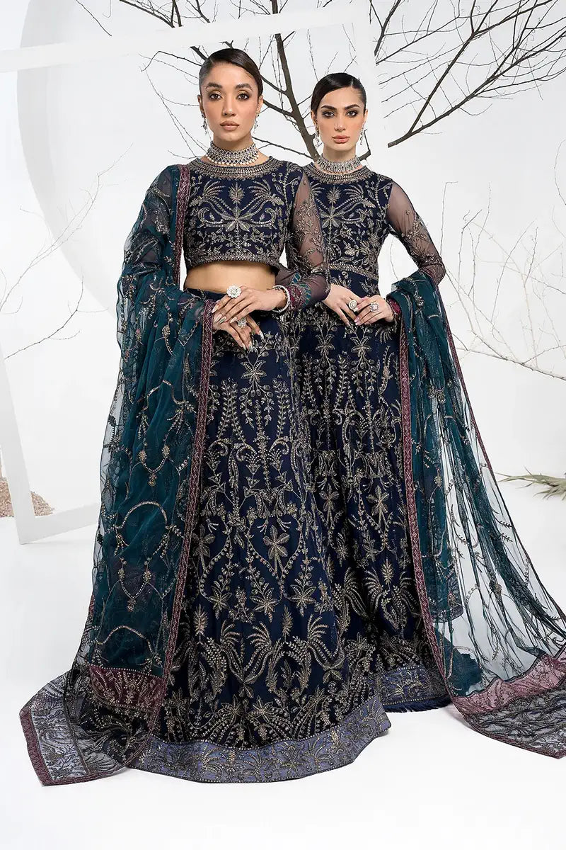 Zarif | LA CELESTE LUXURY Formals | ZLC 01 BLUEBERRY - by - Libasekhas UK - Registered Vendor of : Zarif - 100% Original Designer Dresss