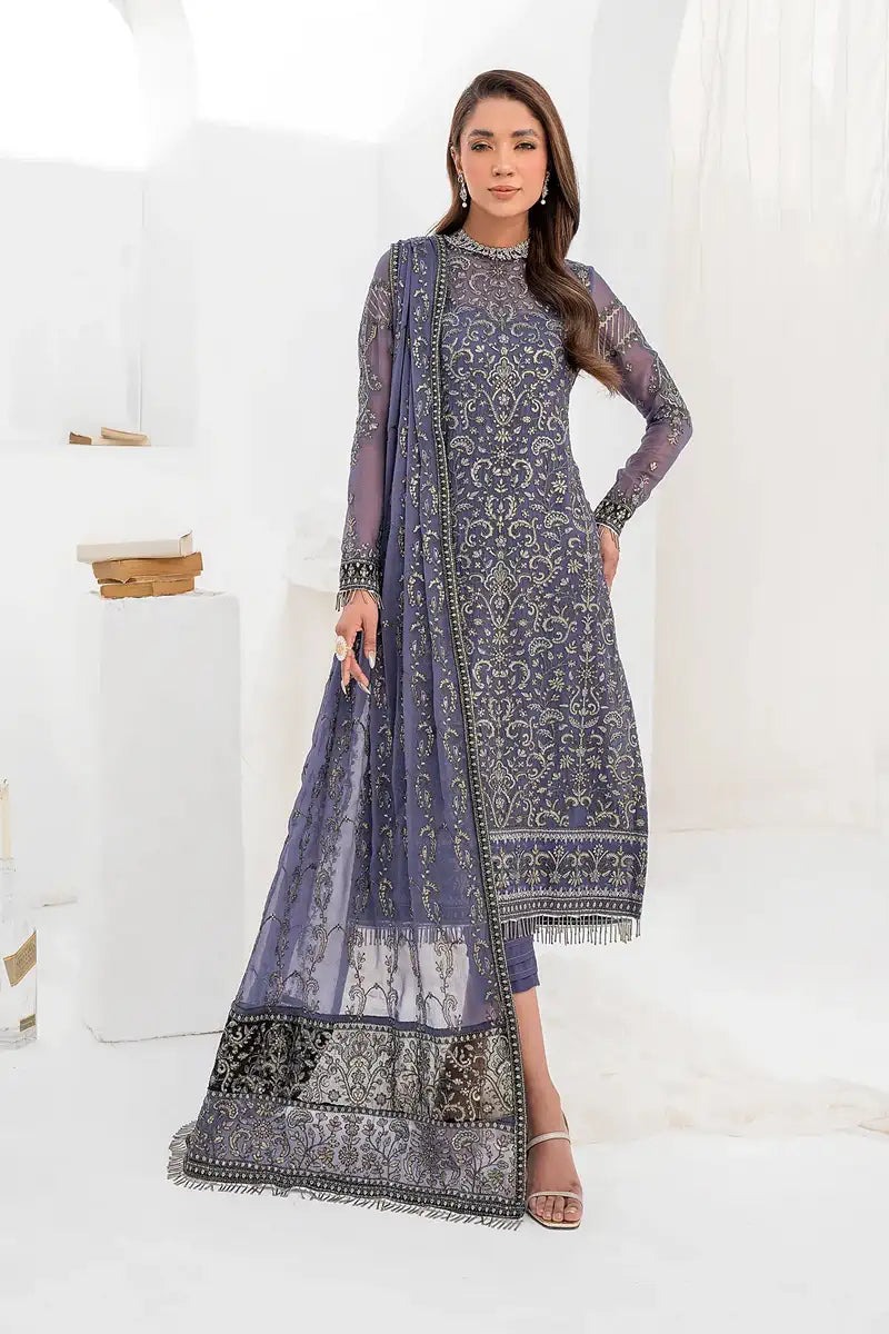 Zarif | LA CELESTE LUXURY Formals | ZLC 08 DUSTY TEAL - by - Libasekhas UK - Registered Vendor of : Zarif - 100% Original Designer Dresss