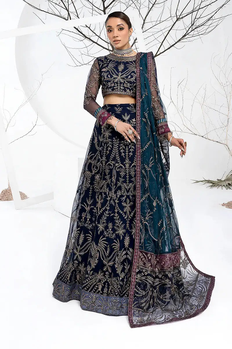 Zarif | LA CELESTE LUXURY Formals | ZLC 01 BLUEBERRY - by - Libasekhas UK - Registered Vendor of : Zarif - 100% Original Designer Dresss