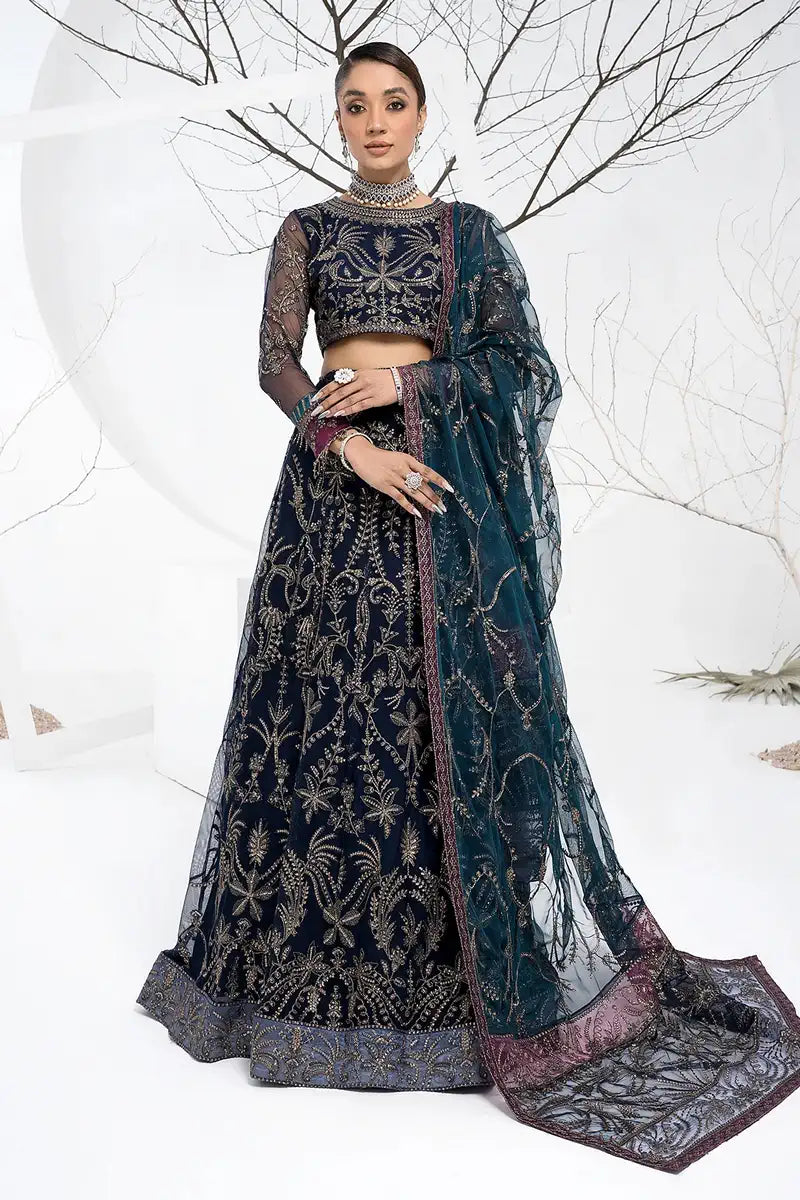 Zarif | LA CELESTE LUXURY Formals | ZLC 01 BLUEBERRY - by - Libasekhas UK - Registered Vendor of : Zarif - 100% Original Designer Dresss