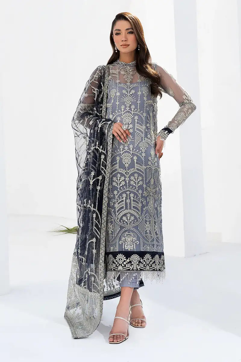 Zarif | LA CELESTE LUXURY Formals | ZLC 05 ASH GREY - by - Libasekhas UK - Registered Vendor of : Zarif - 100% Original Designer Dresss