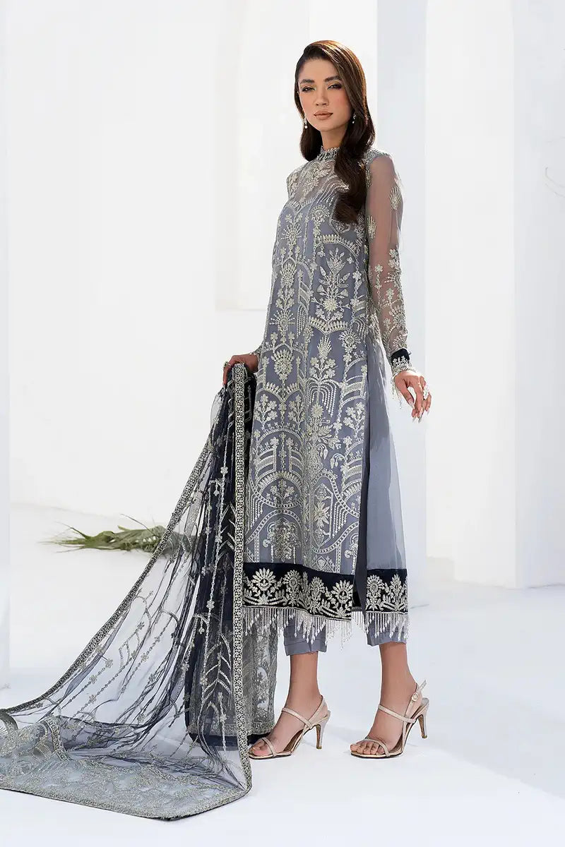 Zarif | LA CELESTE LUXURY Formals | ZLC 05 ASH GREY - by - Libasekhas UK - Registered Vendor of : Zarif - 100% Original Designer Dresss