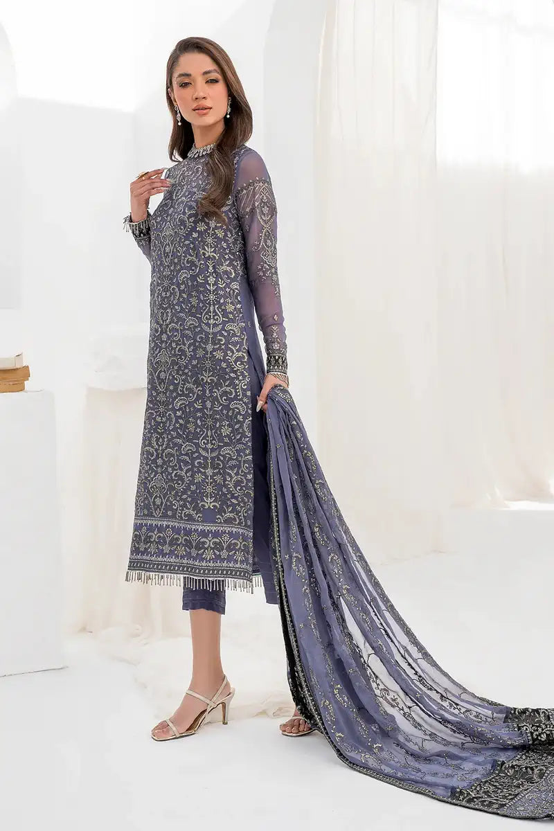Zarif | LA CELESTE LUXURY Formals | ZLC 08 DUSTY TEAL - by - Libasekhas UK - Registered Vendor of : Zarif - 100% Original Designer Dresss