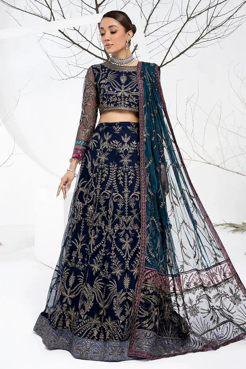 Zarif | LA CELESTE LUXURY Formals | ZLC 01 BLUEBERRY - by - Libasekhas UK - Registered Vendor of : Zarif - 100% Original Designer Dresss