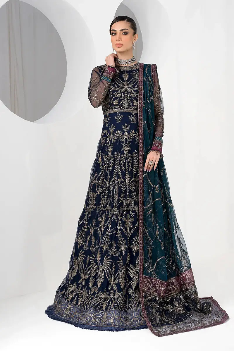 Zarif | LA CELESTE LUXURY Formals | ZLC 01 BLUEBERRY - by - Libasekhas UK - Registered Vendor of : Zarif - 100% Original Designer Dresss
