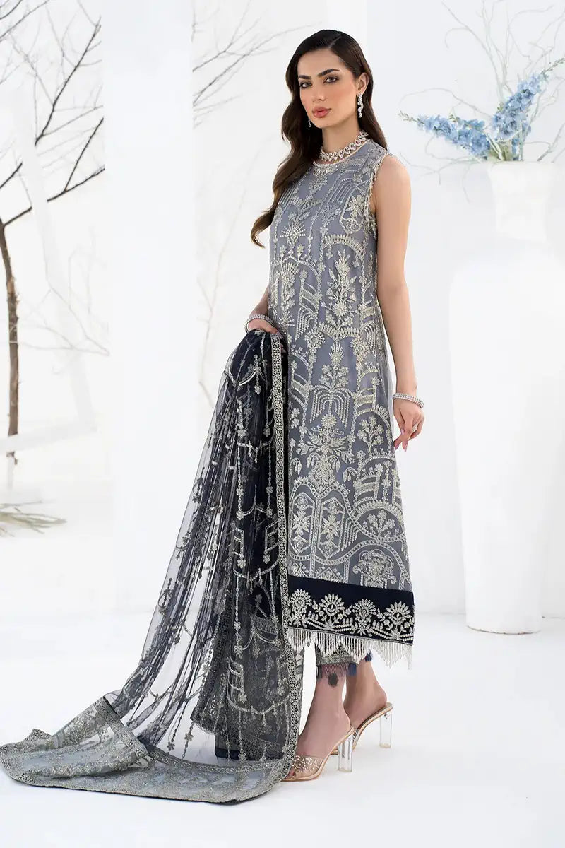 Zarif | LA CELESTE LUXURY Formals | ZLC 05 ASH GREY - by - Libasekhas UK - Registered Vendor of : Zarif - 100% Original Designer Dresss