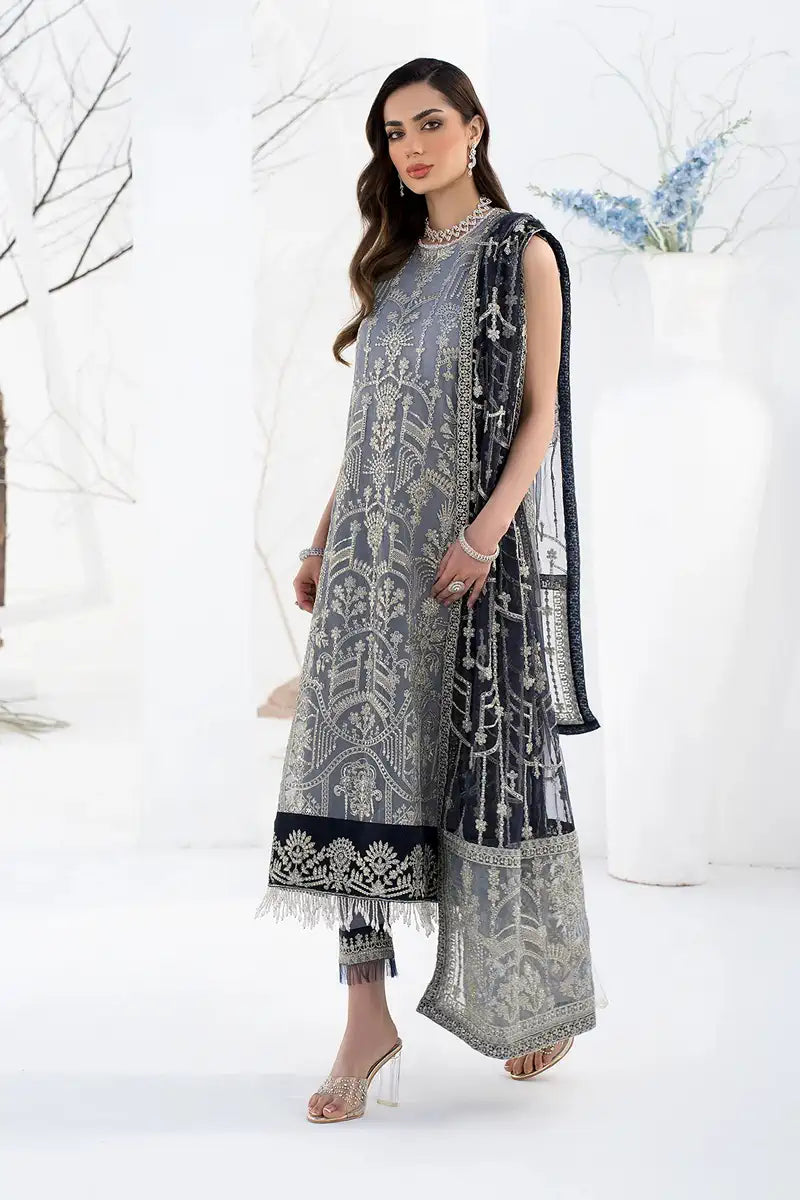 Zarif | LA CELESTE LUXURY Formals | ZLC 05 ASH GREY - by - Libasekhas UK - Registered Vendor of : Zarif - 100% Original Designer Dresss