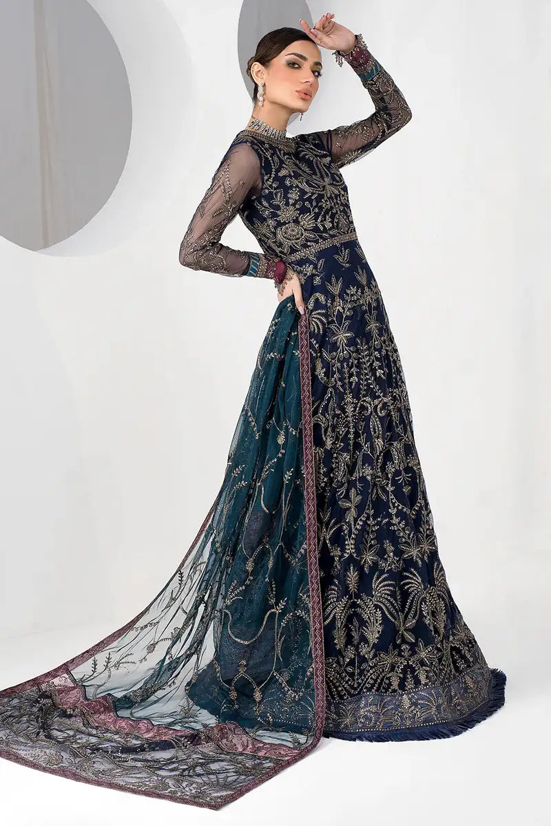 Zarif | LA CELESTE LUXURY Formals | ZLC 01 BLUEBERRY - by - Libasekhas UK - Registered Vendor of : Zarif - 100% Original Designer Dresss