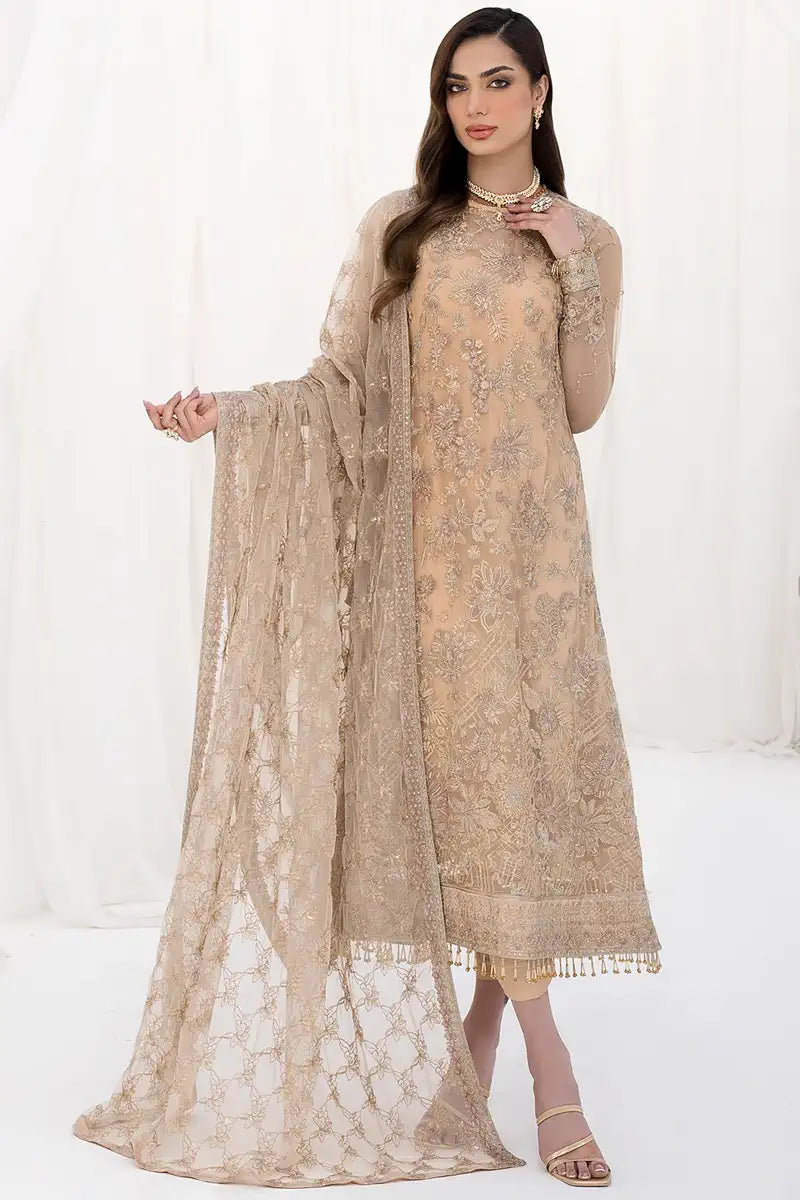 Zarif | LA CELESTE LUXURY Formals | ZLC 07 SAND GLOW - by - Libasekhas UK - Registered Vendor of : Zarif - 100% Original Designer Dresss