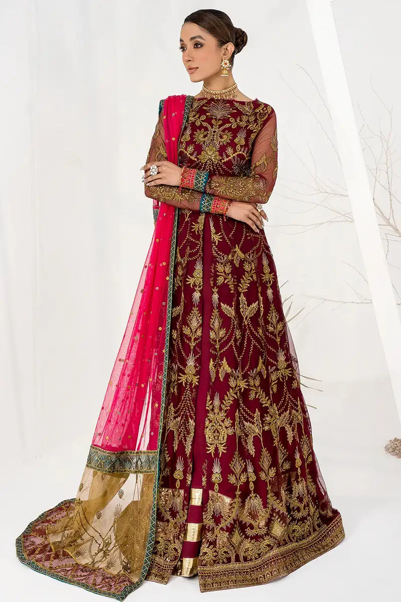 Zarif | LA CELESTE LUXURY Formals | ZLC 04 BURNT ROSE - by - Libasekhas UK - Registered Vendor of : Zarif - 100% Original Designer Dresss