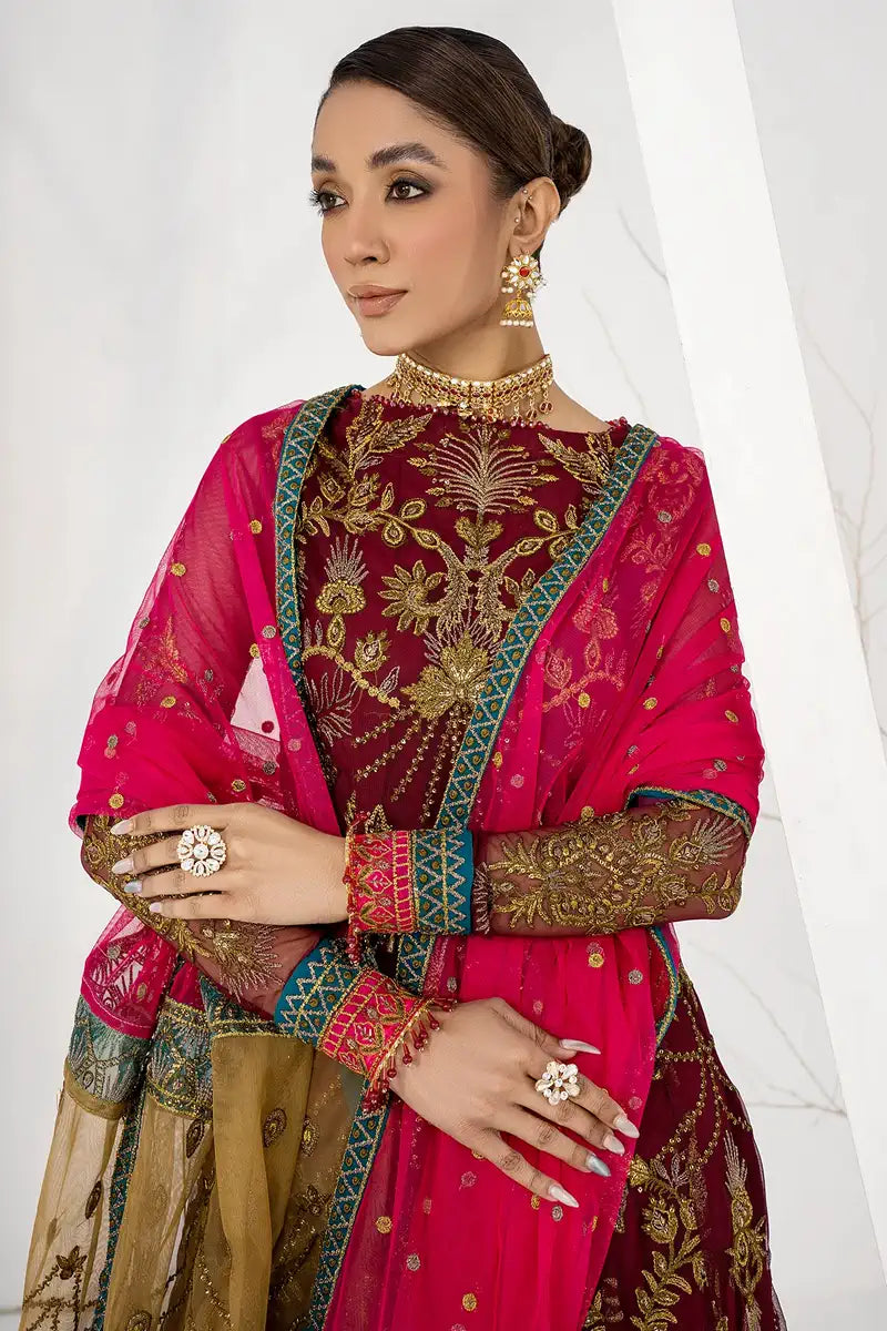 Zarif | LA CELESTE LUXURY Formals | ZLC 04 BURNT ROSE - by - Libasekhas UK - Registered Vendor of : Zarif - 100% Original Designer Dresss
