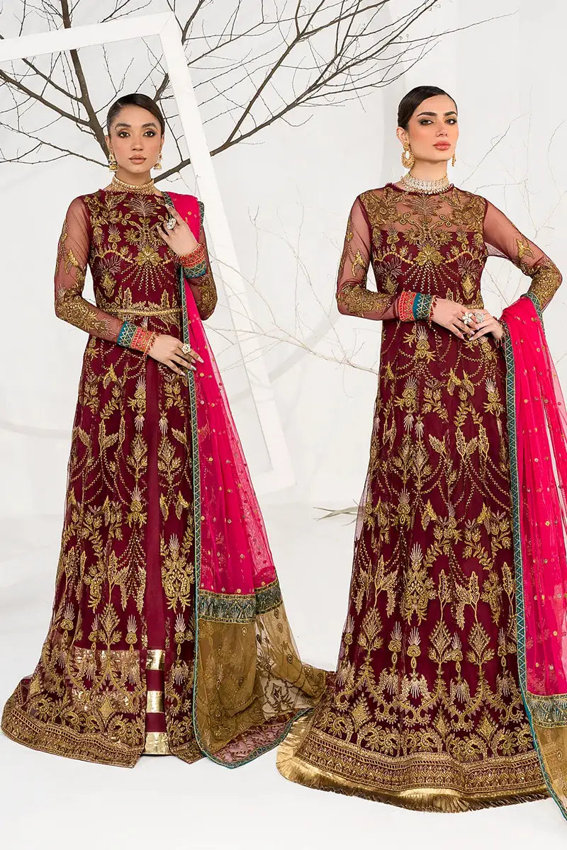 Zarif | LA CELESTE LUXURY Formals | ZLC 04 BURNT ROSE - by - Libasekhas UK - Registered Vendor of : Zarif - 100% Original Designer Dresss