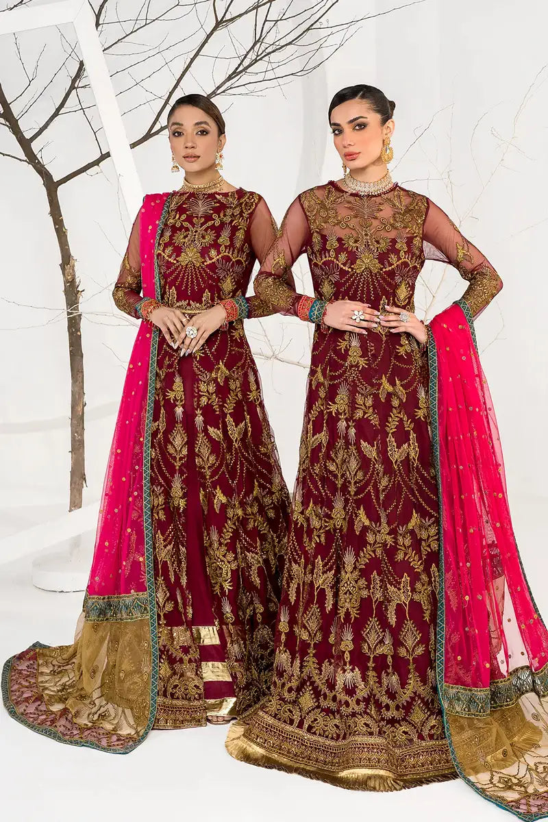 Zarif | LA CELESTE LUXURY Formals | ZLC 04 BURNT ROSE - by - Libasekhas UK - Registered Vendor of : Zarif - 100% Original Designer Dresss