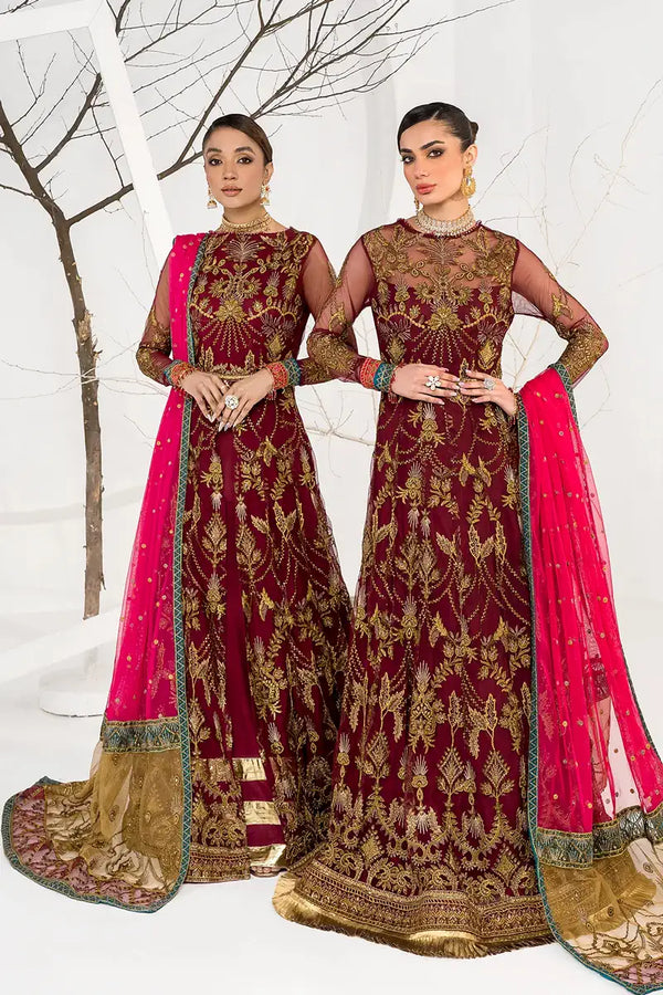 Zarif | LA CELESTE LUXURY Formals | ZLC 04 BURNT ROSE - by - Libasekhas UK - Registered Vendor of : Zarif - 100% Original Designer Dresss