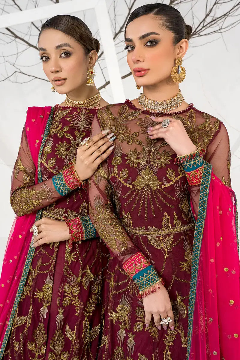Zarif | LA CELESTE LUXURY Formals | ZLC 04 BURNT ROSE - by - Libasekhas UK - Registered Vendor of : Zarif - 100% Original Designer Dresss