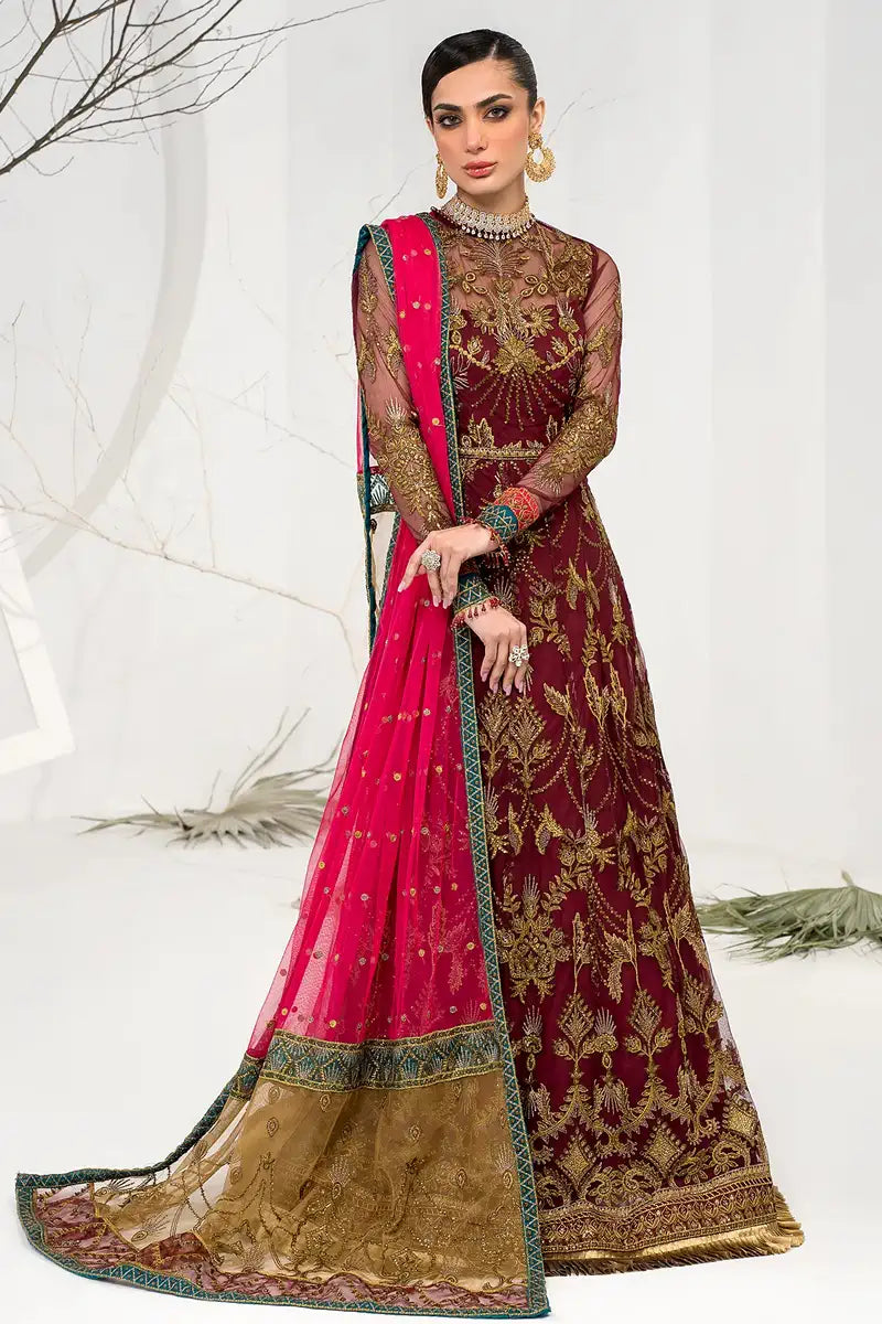 Zarif | LA CELESTE LUXURY Formals | ZLC 04 BURNT ROSE - by - Libasekhas UK - Registered Vendor of : Zarif - 100% Original Designer Dresss
