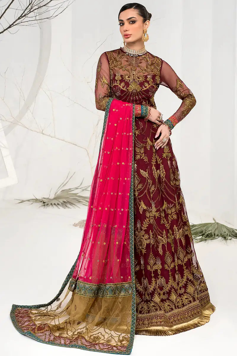Zarif | LA CELESTE LUXURY Formals | ZLC 04 BURNT ROSE - by - Libasekhas UK - Registered Vendor of : Zarif - 100% Original Designer Dresss