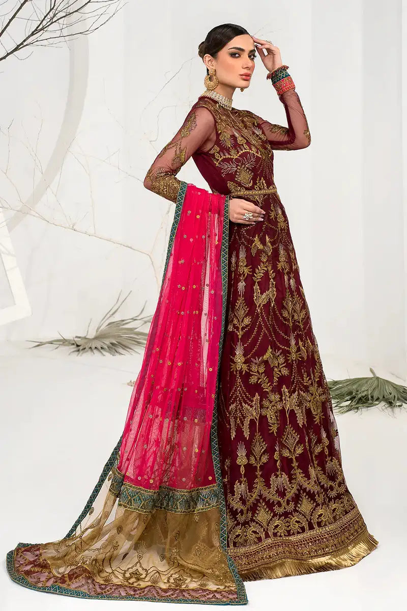 Zarif | LA CELESTE LUXURY Formals | ZLC 04 BURNT ROSE - by - Libasekhas UK - Registered Vendor of : Zarif - 100% Original Designer Dresss