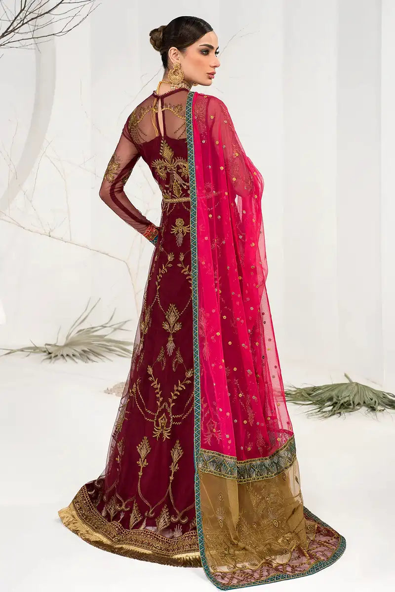 Zarif | LA CELESTE LUXURY Formals | ZLC 04 BURNT ROSE - by - Libasekhas UK - Registered Vendor of : Zarif - 100% Original Designer Dresss