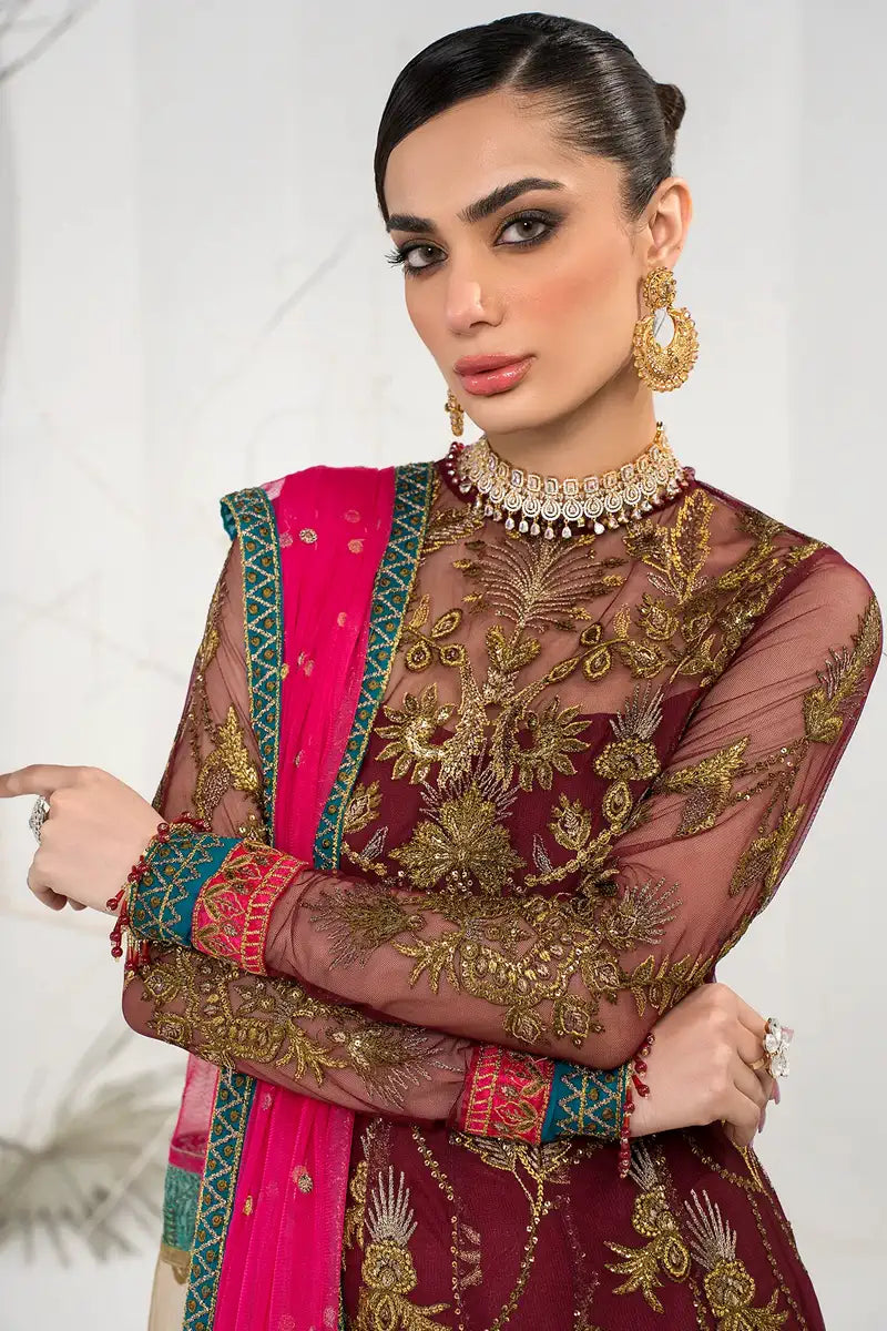 Zarif | LA CELESTE LUXURY Formals | ZLC 04 BURNT ROSE - by - Libasekhas UK - Registered Vendor of : Zarif - 100% Original Designer Dresss
