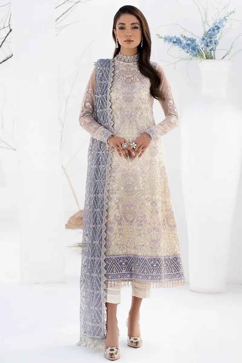 Zarif | LA CELESTE LUXURY Formals | ZLC 02 PEARL WHITE - by - Libasekhas UK - Registered Vendor of : Zarif - 100% Original Designer Dresss