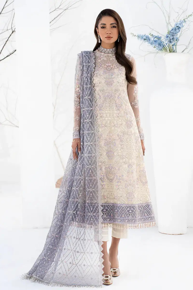 Zarif | LA CELESTE LUXURY Formals | ZLC 02 PEARL WHITE - by - Libasekhas UK - Registered Vendor of : Zarif - 100% Original Designer Dresss