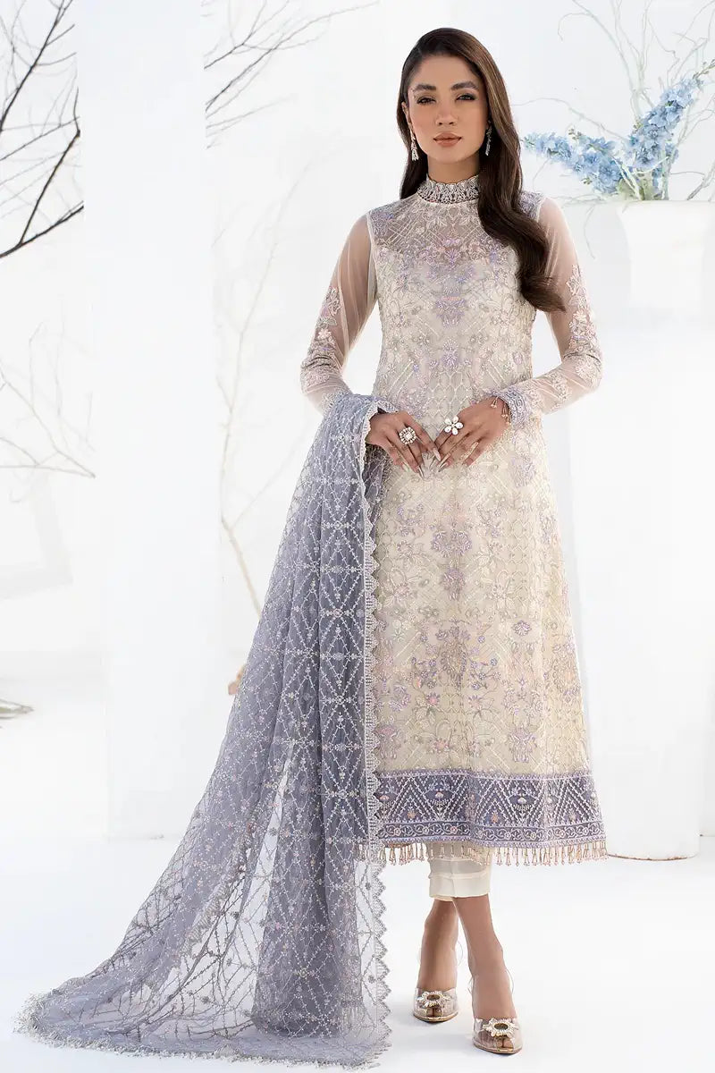 Zarif | LA CELESTE LUXURY Formals | ZLC 02 PEARL WHITE - by - Libasekhas UK - Registered Vendor of : Zarif - 100% Original Designer Dresss