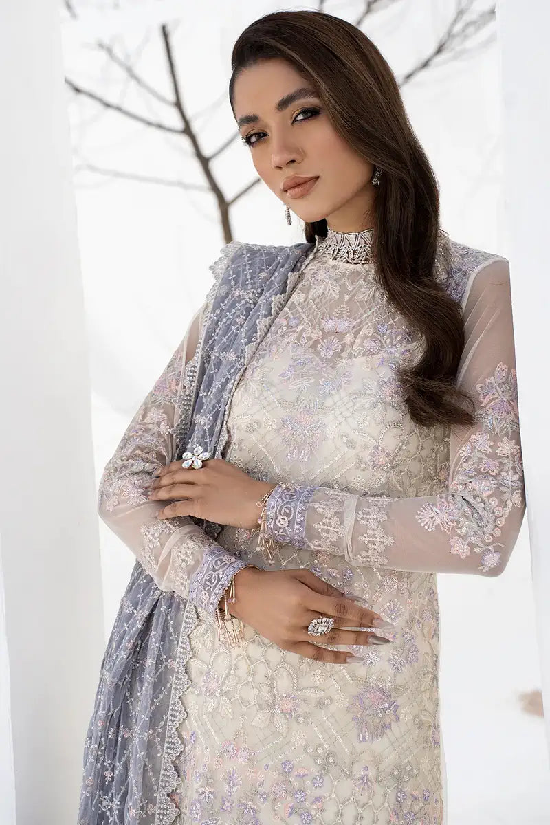 Zarif | LA CELESTE LUXURY Formals | ZLC 02 PEARL WHITE - by - Libasekhas UK - Registered Vendor of : Zarif - 100% Original Designer Dresss