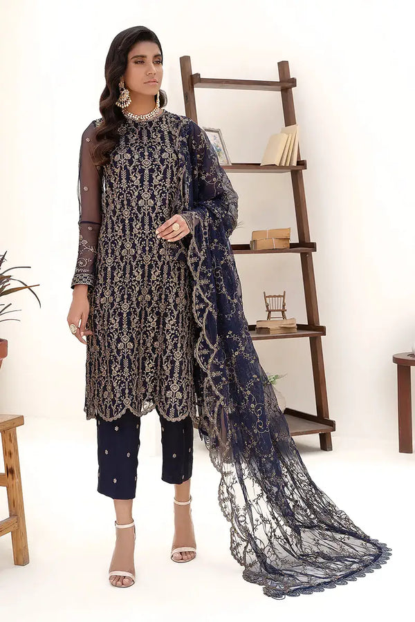 Zarif | Nazneen Formals | ZN 09 DEEP PINE - by - Libasekhas UK - Registered Vendor of : Zarif - 100% Original Designer Dresss