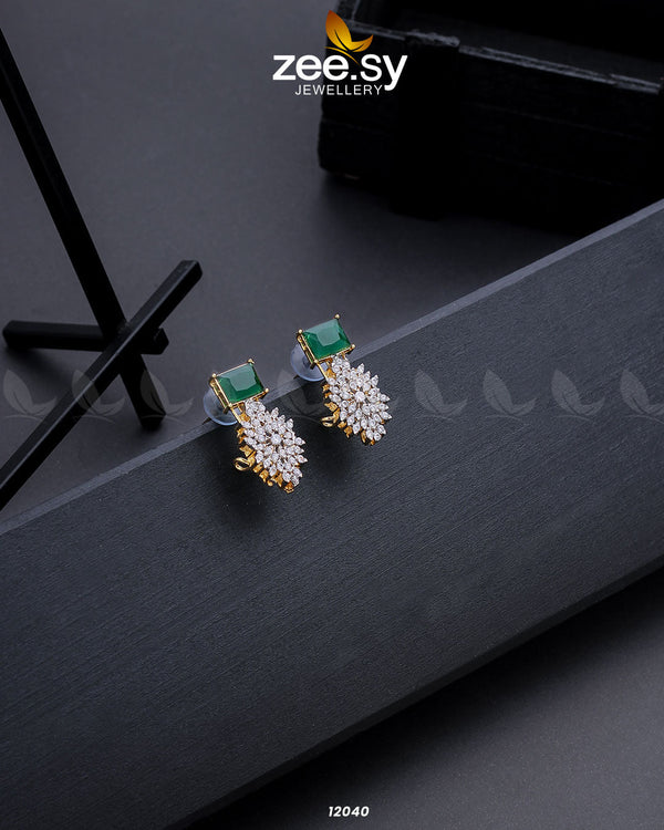 Zircon Cluster Earrings - by - Libasekhas UK - Registered Vendor of : Zeesy - 100% Original Designer Dresss