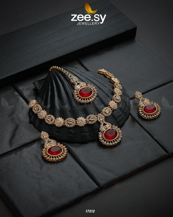 Zirconic Starburst Necklace - by - Libasekhas UK - Registered Vendor of : Zeesy - 100% Original Designer Dresss