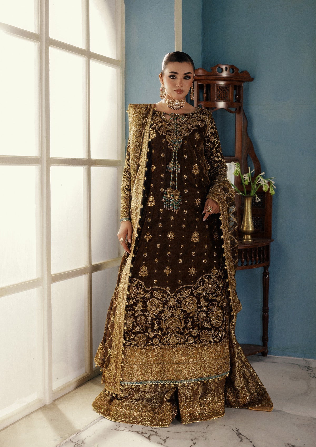 Aik Atelier | Udaipur Velvet 25 | LOOK 01 - by Libasekhas UK - Registered Vendor of : Aik Atelier - 100% Original Designer Dress