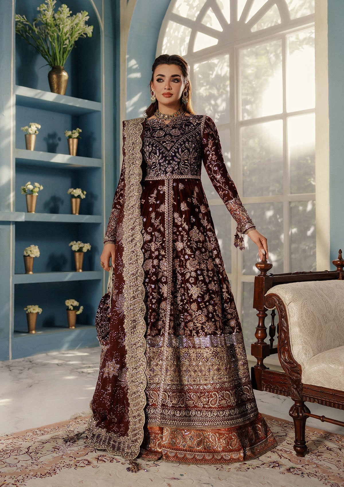 Aik Atelier | Udaipur Velvet 25 | LOOK 03 - by Libasekhas UK - Registered Vendor of : Aik Atelier - 100% Original Designer Dress