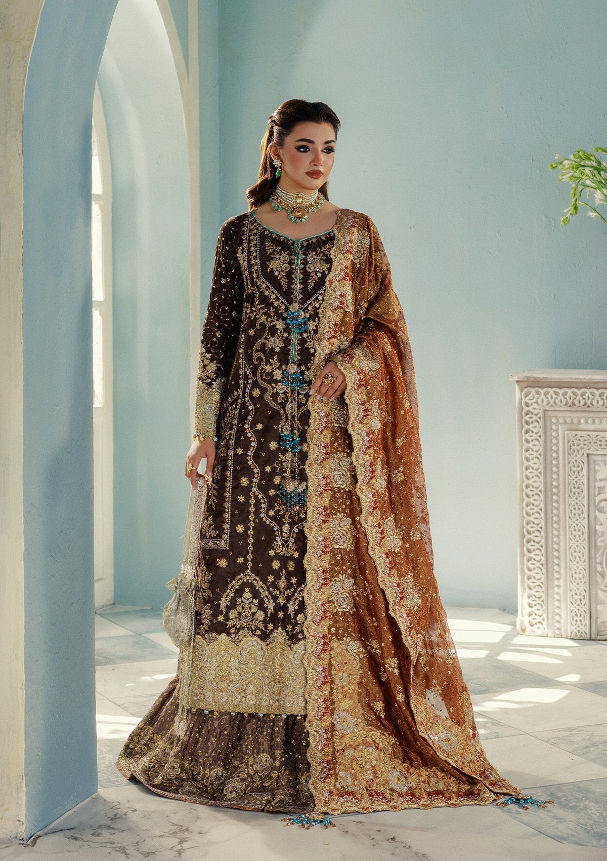 Aik Atelier | Udaipur Velvet 25 | LOOK 07 - by Libasekhas UK - Registered Vendor of : Aik Atelier - 100% Original Designer Dress